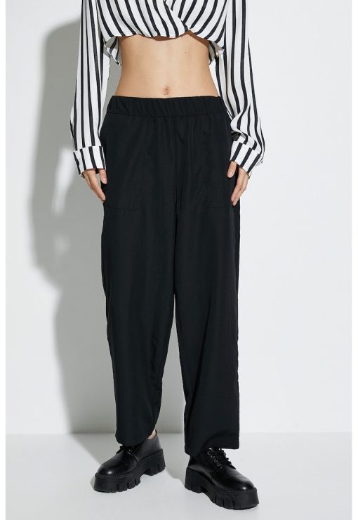 Pantaloni crop cu talie elastica-FEMEI-IMBRACAMINTE/Pantaloni si colanti