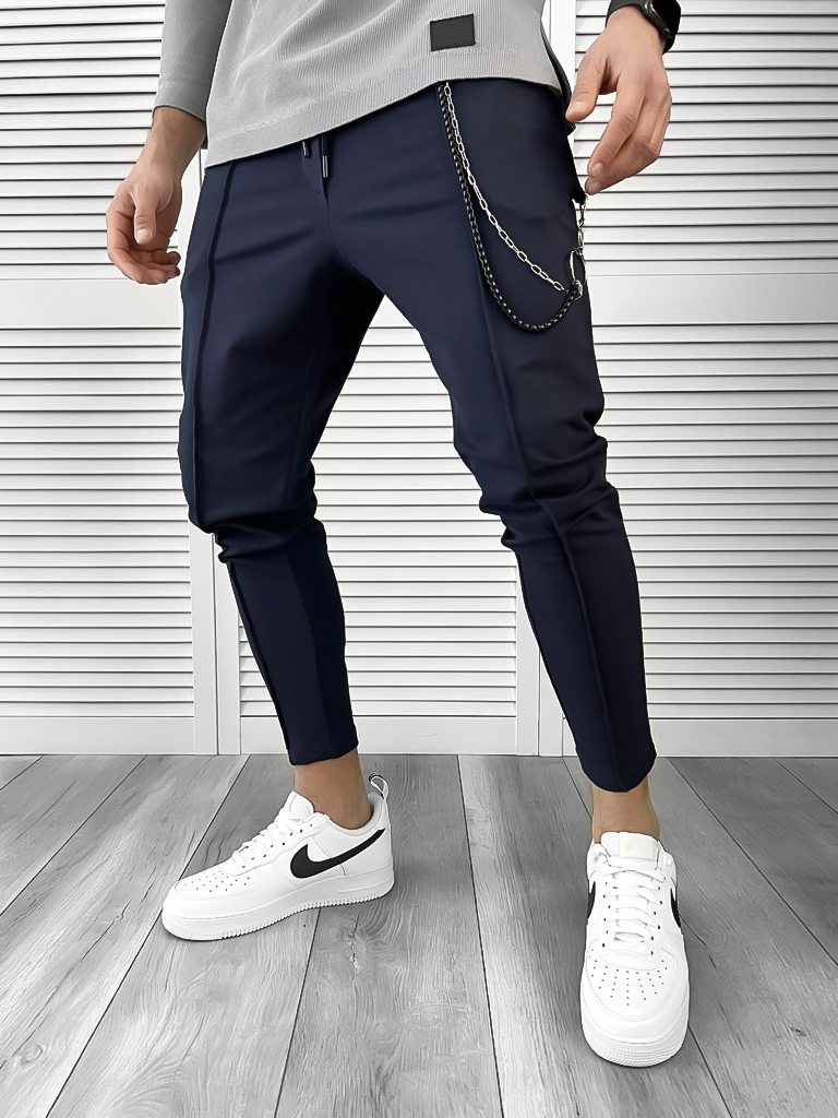 Pantaloni de trening bleumarin conici 10274 19-4.3-Pantaloni > Pantaloni de trening