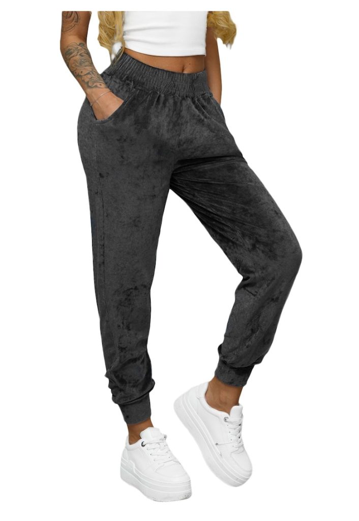 Pantaloni de trening din catifea femei JS/92K527-FEMEI-IMBRACAMINTE/Pantaloni si colanti