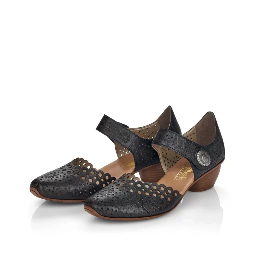 Pantofi de piele naturala Rieker 43753-00 negru-Pantofi-Pantofi