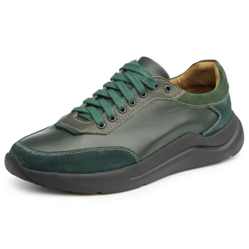 Pantofi piele naturala 1076 verde-Pantofi barbati-Pantofi barbati