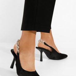 Pantofi stiletto slingback Velas negri-Pantofi Stiletto-Pantofi Stiletto