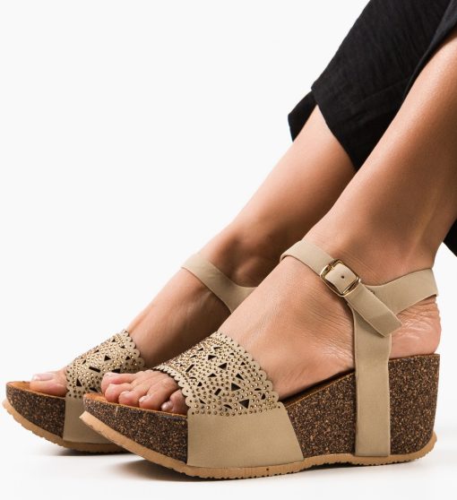 Platforme dama Tessa Khaki-Sandale-Sandale