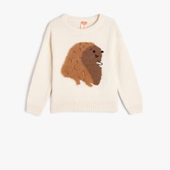 Pulover striat cu broderie-FETE-IMBRACAMINTE/Pulovere si cardigane