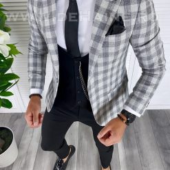 Sacou barbati in carouri slim fit B5005 P19-4.1-Sacouri barbati