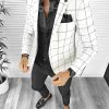 Sacou barbati slim fit alb in carouri B8321 O3-4.2-Sacouri barbati