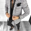 Sacou barbati slim fit in carouri B8307-Sacouri barbati