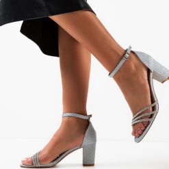 Sandale cu toc Kaya Argintii 3