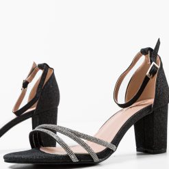 Sandale cu toc Kaya Negre 5