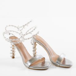 Sandale cu toc Uche Argintii 4