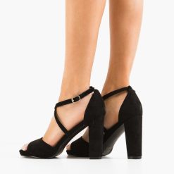 Sandale dama cu toc Delany Negre 1