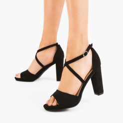 Sandale dama cu toc Delany Negre 2