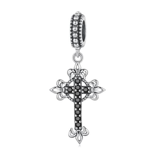 Talisman din argint Black Crystal Cross-Talismane >> Talismane din Argint (toate)