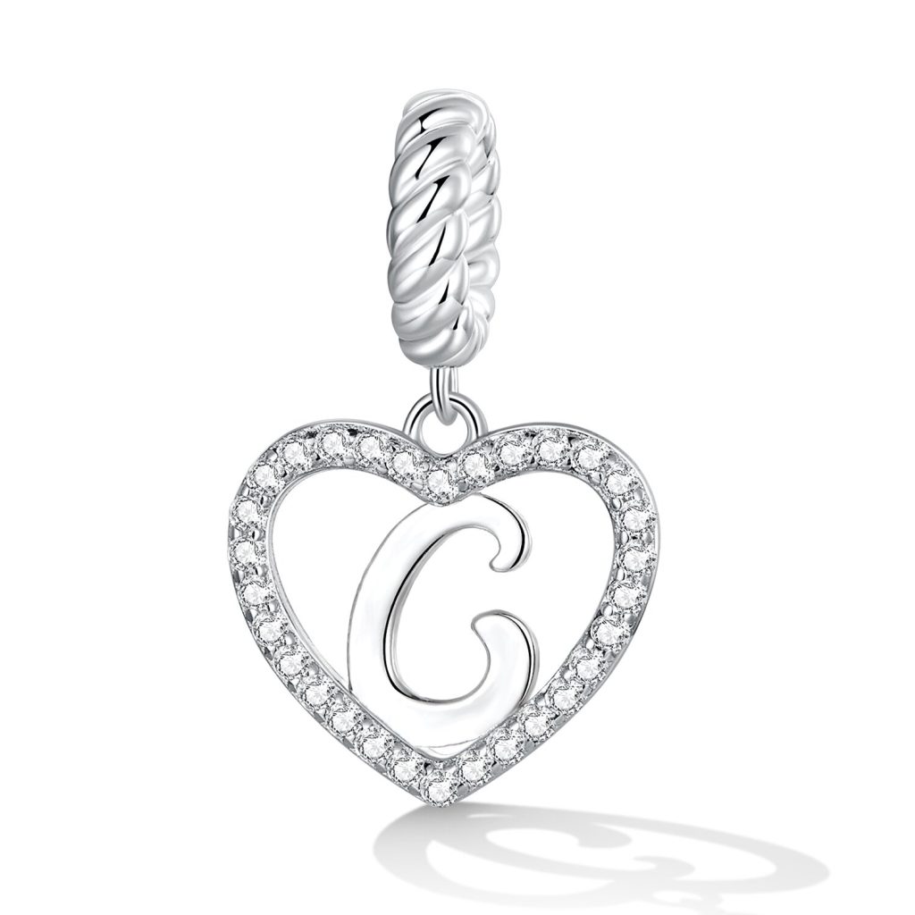 Talisman din argint Heart Letter C-Talismane >> Talismane din Argint (toate)