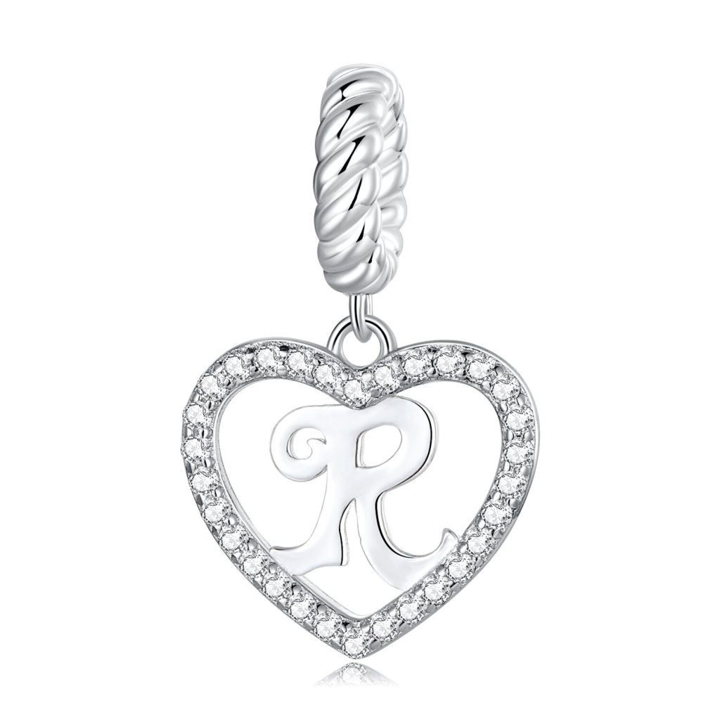 Talisman din argint Heart Letter R-Talismane >> Talismane din Argint (toate)