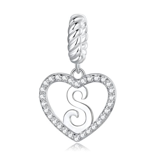 Talisman din argint Heart Letter S-Talismane >> Talismane din Argint (toate)