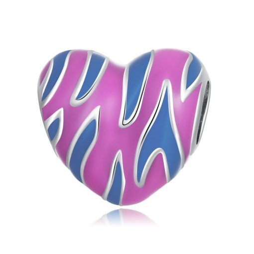 Talisman din argint Pink And Blue Heart-Talismane >> Talismane din Argint (toate)