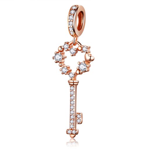 Talisman din argint Rose Gold Heart Key-Talismane >> Talismane din Argint (toate)