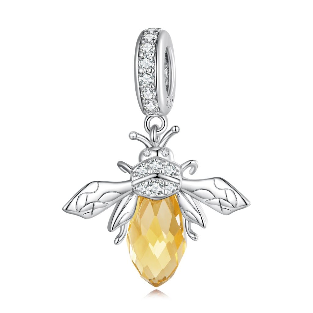 Talisman din argint Yellow Crystal Bee-Talismane >> Talismane din Argint (toate)