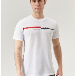 Tricou cu decolteu la baza gatului de bumbac cu logo Monty-BARBATI-IMBRACAMINTE/Tricouri si maiouri