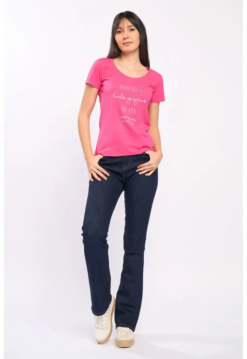 Tricou de bumbac cu imprimeu text-FEMEI-IMBRACAMINTE/Tricouri si maiouri