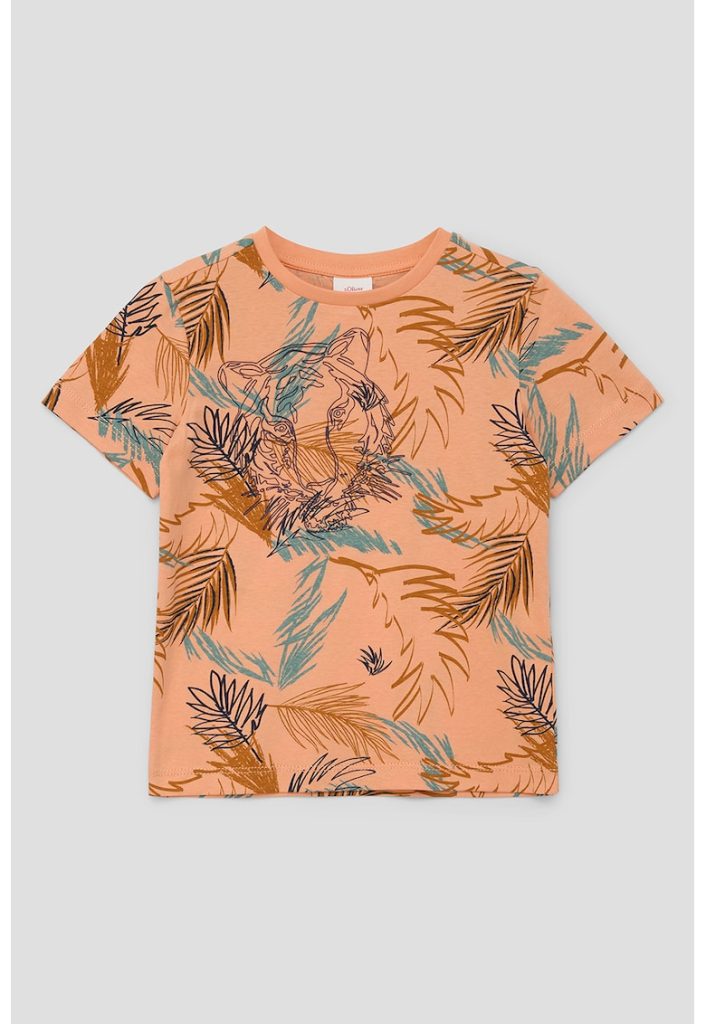 Tricou de bumbac cu imprimeu tropical-BAIETI-IMBRACAMINTE/Tricouri si maiouri