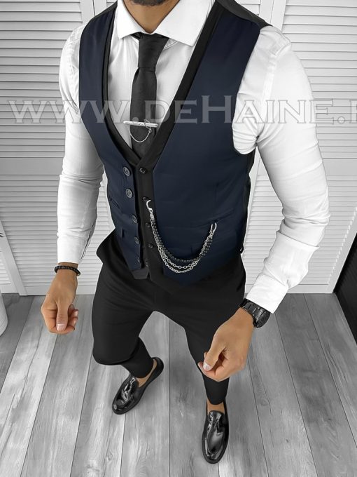 Vesta barbati eleganta slim fit bleumarin B8104 O4-5.1-Veste > Veste barbati elegante