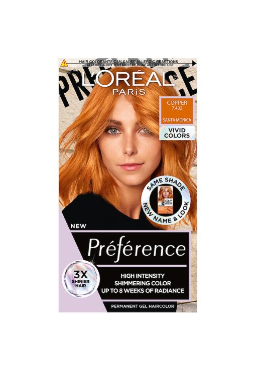 Vopsea de par permanenta cu amoniac Preference Vivid Colours 7.432 Copper - 204 ml-FEMEI-GENTI SI ACCESORII/Produse cosmetice