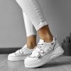 Adidasi dama casual cu talpa inalta  albi cu gri CL2333   T7-1-Incaltaminte > Incaltaminte dama > Adidasi dama