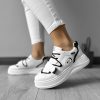 Adidasi dama casual cu talpa inalta albi cu negru CL2333 T7-1-Incaltaminte > Incaltaminte dama > Adidasi dama