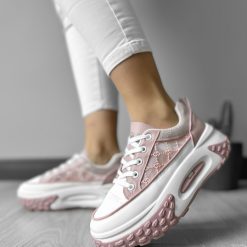 Adidasi dama casual cu talpa inalta  roz CL2408 T3-2-Incaltaminte > Incaltaminte dama > Adidasi dama