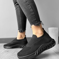 Adidasi dama casual din panza  negri 90   N7-2-Incaltaminte > Incaltaminte dama > Adidasi dama