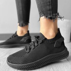 Adidasi dama casual din panza  negri 91  T13-1-Incaltaminte > Incaltaminte dama > Adidasi dama