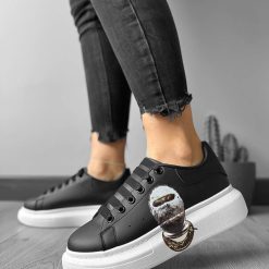 Adidasi dama casual negri cu talpa alba FCL709  N13-2-Incaltaminte > Incaltaminte dama > Adidasi dama