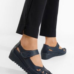 Balerini cu platforma Cassina albastri-Balerini cu platforma-Pantofi dama casual