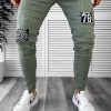 Blugi barbati conici verzi cu stickere 1258 G4-5-Blugi barbati