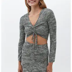 Bluza crop cu fronseu-FEMEI-