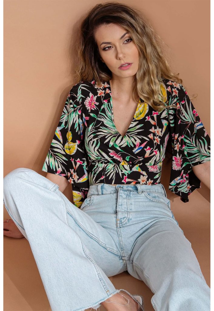 Bluza crop cu imprimeu floral Frida-FEMEI-IMBRACAMINTE/Bluze