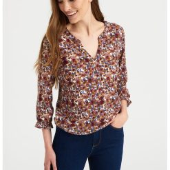 Bluza cu imprimeu si maneci trei sferturi-FEMEI-