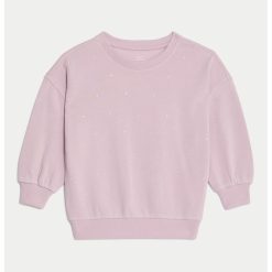 Bluza de trening cu strasuri si maneci cazute-FETE-