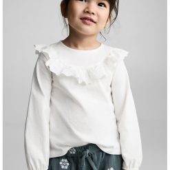 Bluza din bumbac cu volan-FETE-
