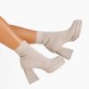 Botine cu toc gros Lalena bej-Botine cu toc-Botine cu toc