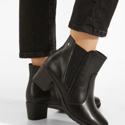 Botine cu toc gros negre Verona-Botine cu toc-Botine cu toc