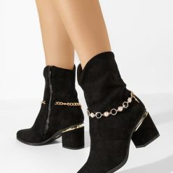 Botine dama elegante Devana negre-Botine cu toc-Botine cu toc
