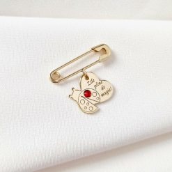 Brosa Ac de siguranta - Magie de Mamaruta – Argint 925 placat cu Aur Galben 18K - Cristal Swarovski-Argint >> Pandantive Argint personalizate