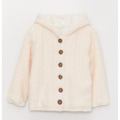 Cardigan cu model torsade si captuseala de blana shearling sintetica-FETE-
