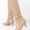 Cizme cu toc subtire Dazzling bej-Cizme cu toc-Noutăți