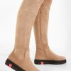 Cizme lungi dama bej Esme-Cizme fara toc-Cizme lungi peste genunchi