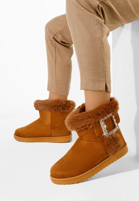 Cizme scurte dama camel Noranda V2-Cizme fara toc-Cizme tip UGG