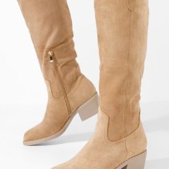Cizme western dama Aluria kaki-Cizme cowboy dama-Cizme cu toc